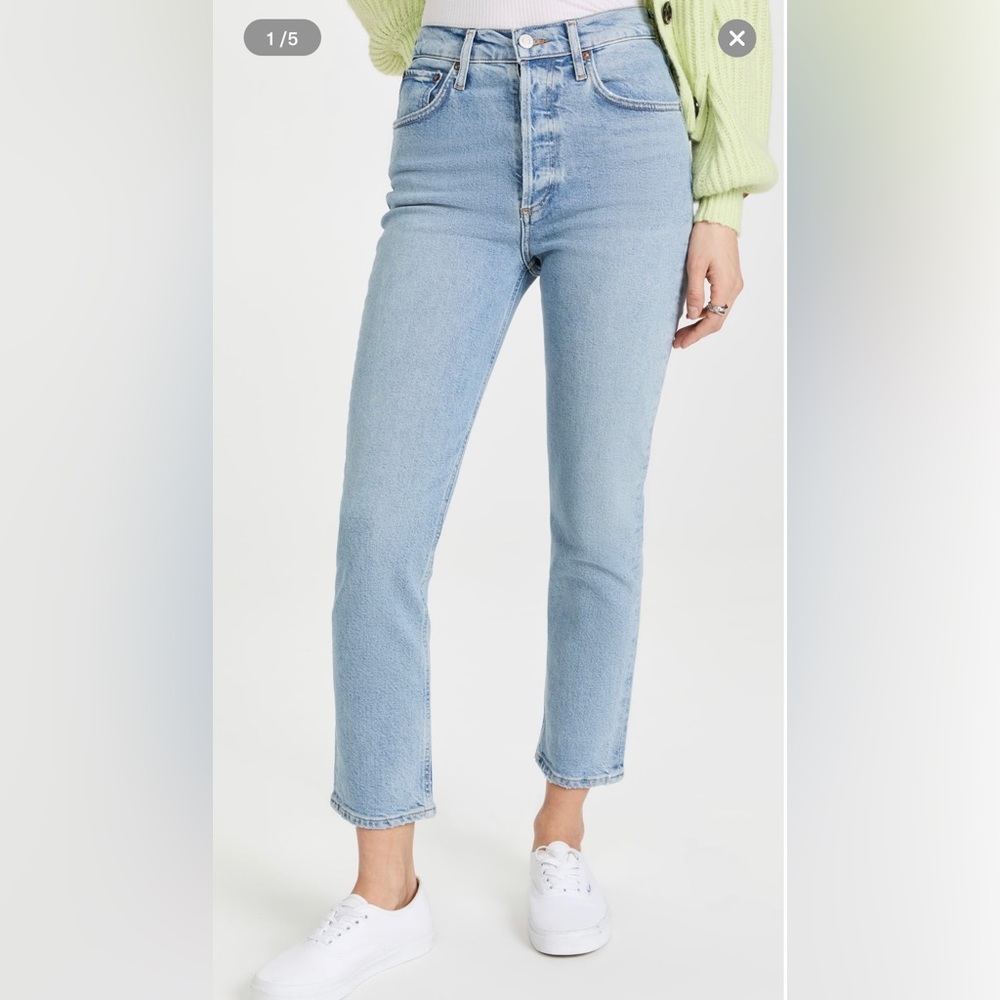 Agolde Riley High Rise Straight Crop in Shiver Size 26
